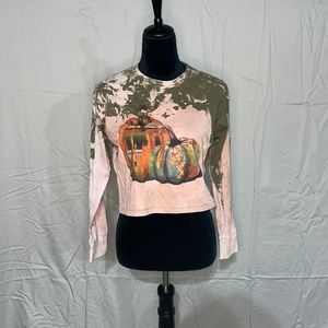 Pumpkin Long Sleeve Cropped Shirt